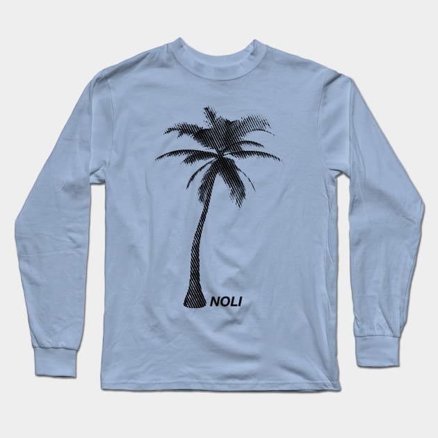 Minimalist Black and White Palm Tree Print Long Sleeve T-Shirt by NorthOfLongIsland